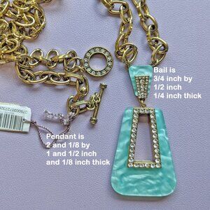 Heidi Daus pendant necklace w/tag, Hamptons with Love teal swirl pendant + chain